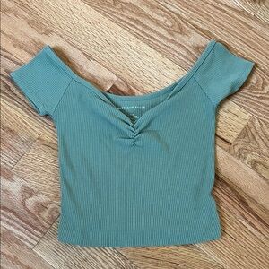American Eagle Outfitters Olive Ribbed Crop Top